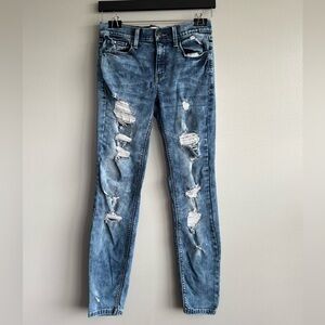 Mudd FLX Stretch Low Rise Skinny Distressed Blue Jeans Juniors Size 9